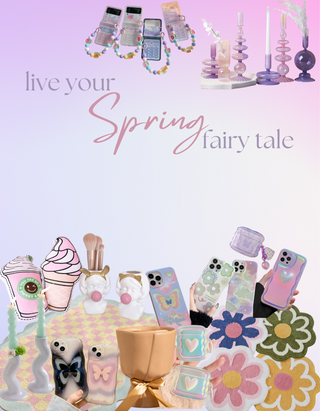 Auramma Collections Spring 2023 Live Your Fairy Tale Elegant Girl iPhone AirPods Samsung Galaxy Case Danish Pastel Home Decor Funky Kawaii Home Decor Candle Holder Vase Planter Rug