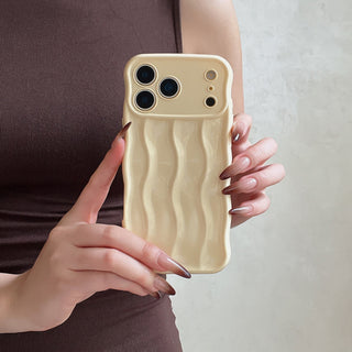 Auramma Collections Avant Basi Plain Glossy White Green Wine Pink Blue Lavender Mint Brown Khaki Butter Yellow 3D Linear Wavy Style Soft TPU Case iPhone 17 Pro Max