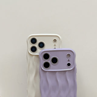 Auramma Collections Avant Basi Plain Glossy White Green Wine Pink Blue Lavender Mint Brown Khaki Butter Yellow 3D Linear Wavy Style Soft TPU Case iPhone 17 Pro Max