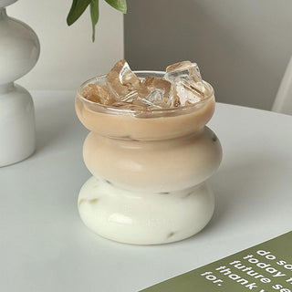 Auramma Avant Basic Cute Minimalist Aesthetic Clear Twisty Bubble With Handle Coffee Tea Cocktail Drinking Glass Party Event Cafe