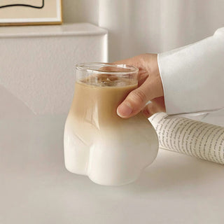 Auramma Avant Basic Funky Aesthetic Minimalist Body Art Hip Shaped Drinking Coffee Latte Matcha Smoothie Cocktail Glass Mug