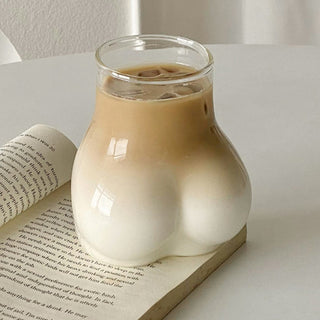 Auramma Avant Basic Funky Aesthetic Minimalist Body Art Hip Shaped Drinking Coffee Latte Matcha Smoothie Cocktail Glass Mug