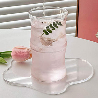 Auramma Avant Basic Minimalist Aesthetic Clear Bamboo Shaped Coffee Tea Cocktail Drinking Glass Party Event Cafe