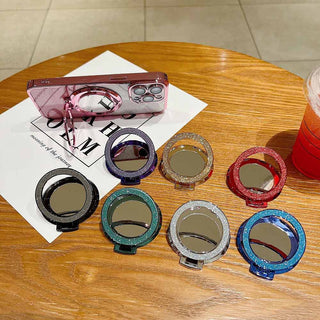 Auramma Collections Practical Aesthetic Glitter Black Gold Purple Blue Pink Green Silver Mirror MagSafe Magnetic Ring Holder Stand For iPhone Samsung Galaxy Case