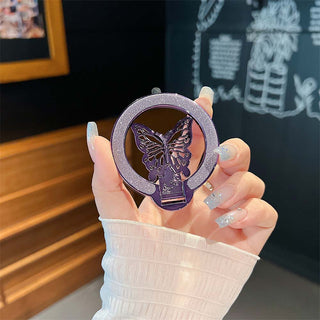 Auramma Collections Aesthetic Glitter Black Gold Purple Blue Pink Green Silver Plated Butterfly MagSafe Magnetic Stand For iPhone Samsung Galaxy Case