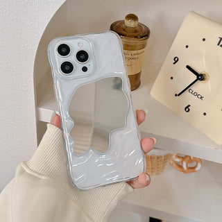 Auramma Collections Aesthetic Statement Matte Silver Glossy White Purple Mint Clear 3D Ripple Wavy Textured Surface Mirror Soft TPU Case iPhone 17 16 15 14 13 Pro Max Air
