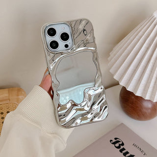 Auramma Collections Aesthetic Statement Matte Silver Glossy White Purple Mint Clear 3D Ripple Wavy Textured Surface Mirror Soft TPU Case iPhone 17 16 15 14 13 Pro Max Air