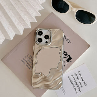 Auramma Collections Aesthetic Statement Matte Silver Glossy White Purple Mint Clear 3D Ripple Wavy Textured Surface Mirror Soft TPU Case iPhone 17 16 15 14 13 Pro Max Air