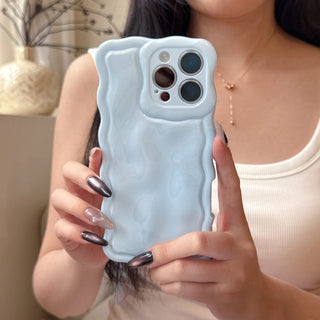 Auramma Collections Avant Basic Cool Minimalist Aesthetic Wavy Edge 3D Meteorite Style Glossy Macaron Butter Yellow Sakura Barbie Pink Mint Baby Blue Soft TPU Case iPhone 17 16 15 14 13 12 Pro Max Plus Air 16e