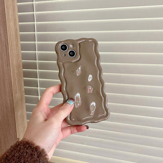 Auramma Collections Avant Basic Cool Minimalist Aesthetic Wavy Edge 3D Meteorite Style Glossy Butter Yellow Sakura Pink Green Coffee Khaki Brown Cream White Wine Red Lavender Purple Soft TPU Case iPhone 15 14 13 12 Pro Max Plus