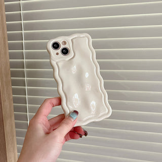 Auramma Collections Avant Basic Cool Minimalist Aesthetic Wavy Edge 3D Meteorite Style Glossy Butter Yellow Sakura Pink Green Coffee Khaki Brown Cream White Wine Red Lavender Purple Soft TPU Case iPhone 15 14 13 12 Pro Max Plus