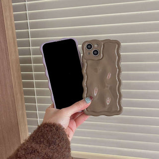 Auramma Collections Avant Basic Cool Minimalist Aesthetic Wavy Edge 3D Meteorite Style Glossy Butter Yellow Sakura Pink Green Coffee Khaki Brown Cream White Wine Red Lavender Purple Soft TPU Case iPhone 15 14 13 12 Pro Max Plus