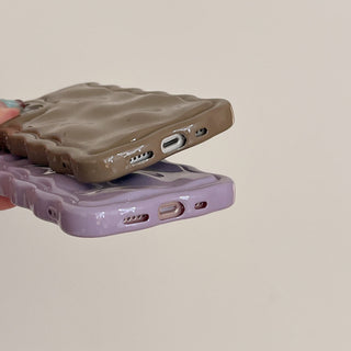 Auramma Collections Avant Basic Cool Minimalist Aesthetic Wavy Edge 3D Meteorite Style Glossy Butter Yellow Sakura Pink Green Coffee Khaki Brown Cream White Wine Red Lavender Purple Soft TPU Case iPhone 15 14 13 12 Pro Max Plus