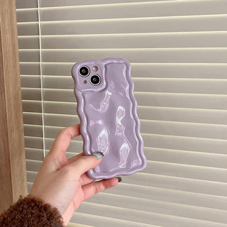 Auramma Collections Avant Basic Cool Minimalist Aesthetic Wavy Edge 3D Meteorite Style Glossy Butter Yellow Sakura Pink Green Coffee Khaki Brown Cream White Wine Red Lavender Purple Soft TPU Case iPhone 15 14 13 12 Pro Max Plus