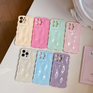 Auramma Collections Avant Basic Cool Minimalist Aesthetic Wavy Edge 3D Meteorite Style Glossy Macaron Butter Yellow Sakura Barbie Pink Mint Baby Blue Soft TPU Case iPhone 17 16 15 14 13 12 Pro Max Plus Air 16e