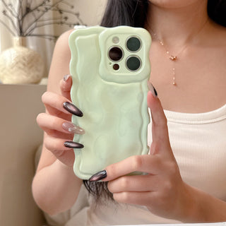 Auramma Collections Avant Basic Cool Minimalist Aesthetic Wavy Edge 3D Meteorite Style Glossy Macaron Butter Yellow Sakura Barbie Pink Mint Baby Blue Soft TPU Case iPhone 17 16 15 14 13 12 Pro Max Plus Air 16e