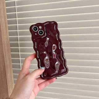 Auramma Collections Avant Basic Cool Minimalist Aesthetic Wavy Edge 3D Meteorite Style Glossy Butter Yellow Sakura Pink Green Coffee Khaki Brown Cream White Wine Red Lavender Purple Soft TPU Case iPhone 15 14 13 12 Pro Max Plus