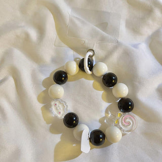 Auramma Collections Avant Basic Bicolor Clear Pearl White Silver Light Dark Brown Blue Mint Black Bead Bracelet Phone Charm