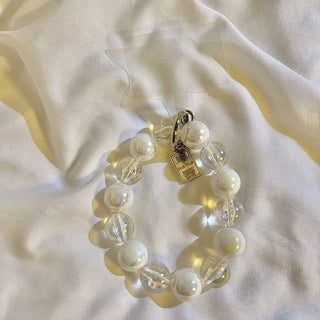 Auramma Collections Avant Basic Bicolor Clear Pearl White Silver Light Dark Brown Blue Mint Black Bead Bracelet Phone Charm