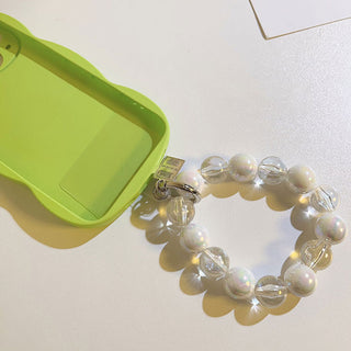 Auramma Collections Avant Basic Bicolor Clear Pearl White Silver Light Dark Brown Blue Mint Black Bead Bracelet Phone Charm