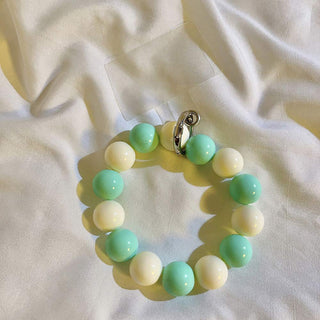 Auramma Collections Avant Basic Bicolor Clear Pearl White Silver Light Dark Brown Blue Mint Black Bead Bracelet Phone Charm