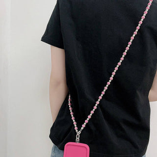 Auramma Collections Avant Basic Bicolor Silver Yellow Pink Blue Green Nude Fuchsia Purple Clear Bead Crossbody Phone Lanyard