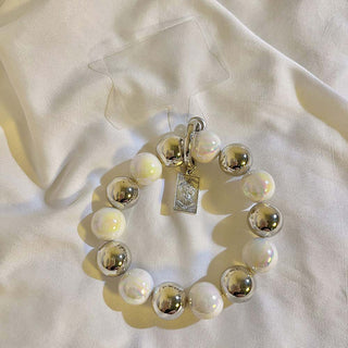 Auramma Collections Avant Basic Bicolor Clear Pearl White Silver Light Dark Brown Blue Mint Black Bead Bracelet Phone Charm