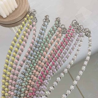 Auramma Collections Avant Basic Bicolor Silver Yellow Pink Blue Green Nude Fuchsia Purple Clear Bead Crossbody Phone Lanyard