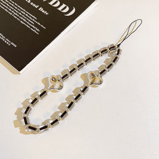 Auramma Collections Avant Basic Cool Girl Black Clear Rectangle Bead Heart String Phone Charm