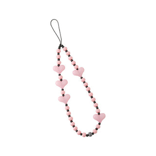 Auramma Collections Avant Basic Black Pink Stripe Bead Heart String Phone Charm