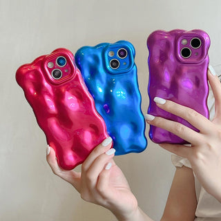 Auramma Collections Avant Basic Bright Bold Glossy Red Wine Fuchsia Klein Blue Dark Purple 3D Bubbles Soft TPU Case iPhone 17 16 15 14 13 12 11 Pro Max Plus 16e Air