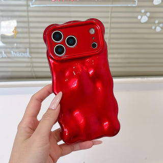 Auramma Collections Avant Basic Bright Bold Glossy Red Wine Fuchsia  3D Bubbles Soft TPU Case iPhone 17 16 15 14 13 12 11 Pro Max Plus 16e Air