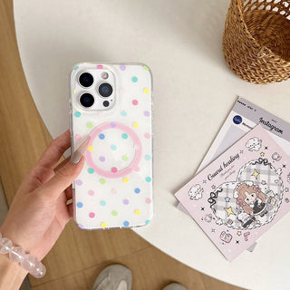 Auramma Collections Avant Basic Classic Timeless Polka Dot Design White Orange Blue Black Yellow Purple Colorful MagSafe Soft TPU Case iPhone 16 15 14 13 Pro Max