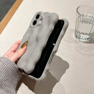 Auramma Ccollections Avant Basic Cool Gray Color Neutral 3D Textured Surface Bubbles Soft TPU Case iPhone 17 16 15 14 13 12 11 Pro Max Air