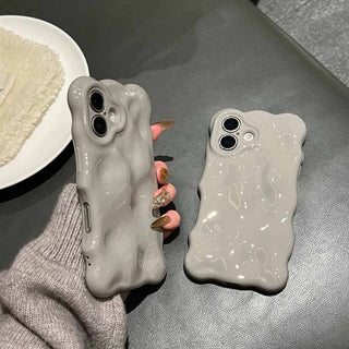 Auramma Ccollections Avant Basic Cool Gray Color Neutral 3D Textured Surface Bubbles Soft TPU Case iPhone 17 16 15 14 13 12 11 Pro Max Air