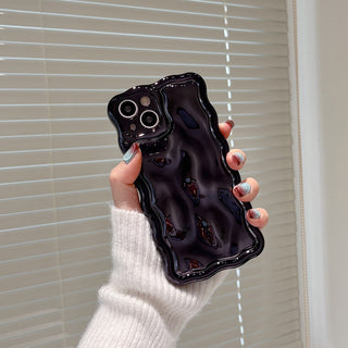 Auramma Collections Avant Basic Cool Minimalist Aesthetic Wavy Edge 3D Meteorite Style Glossy Dark Green Blue Pink Fuchsia Black Soft TPU Case iPhone 15 14 13 12 11 Pro Max