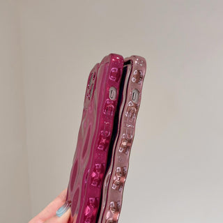 Auramma Collections Avant Basic Cool Minimalist Aesthetic Wavy Edge 3D Meteorite Style Glossy Dark Green Blue Pink Fuchsia Black Soft TPU Case iPhone 15 14 13 12 11 Pro Max