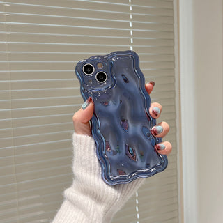 Auramma Collections Avant Basic Cool Minimalist Aesthetic Wavy Edge 3D Meteorite Style Glossy Dark Green Blue Pink Fuchsia Black Soft TPU Case iPhone 15 14 13 12 11 Pro Max