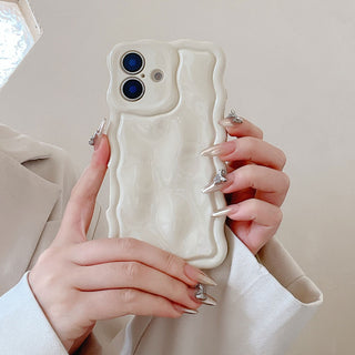 Auramma Collections Avant Basic 3D Meteorite Style Surface Wavy Edge Glossy Butter Yellow Sakura Pink Green Coffee Brown White Wine Red Purple Metallic Black Gold Silver Blue Pink Soft TPU Case iPhone 17 16 15 14 13 12 Pro Max Plus Air 16e