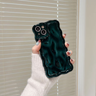 Auramma Collections Avant Basic Cool Minimalist Aesthetic Wavy Edge 3D Meteorite Style Glossy Dark Green Blue Pink Fuchsia Black Soft TPU Case iPhone 15 14 13 12 11 Pro Max