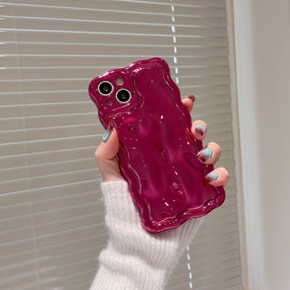 Auramma Collections Avant Basic Cool Minimalist Aesthetic Wavy Edge 3D Meteorite Style Glossy Dark Green Blue Pink Fuchsia Black Soft TPU Case iPhone 15 14 13 12 11 Pro Max
