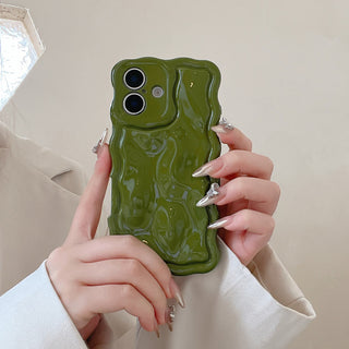 Auramma Collections Avant Basic 3D Meteorite Style Surface Wavy Edge Glossy Butter Yellow Sakura Pink Green Coffee Brown White Wine Red Purple Metallic Black Gold Silver Blue Pink Soft TPU Case iPhone 17 16 15 14 13 12 Pro Max Plus Air 16e