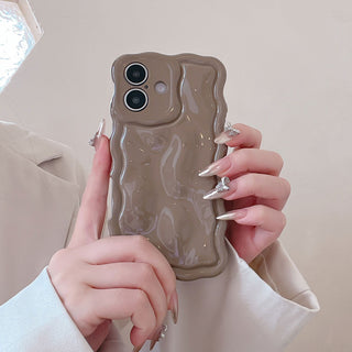Auramma Collections Avant Basic 3D Meteorite Style Surface Wavy Edge Glossy Butter Yellow Sakura Pink Green Coffee Brown White Wine Red Purple Metallic Black Gold Silver Blue Pink Soft TPU Case iPhone 17 16 15 14 13 12 Pro Max Plus Air 16e