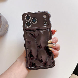 Auramma Collections Avant Basic 3D Meteorite Style Surface Wavy Edge Glossy Butter Yellow Sakura Pink Green Coffee Brown White Wine Red Purple Metallic Black Gold Silver Blue Pink Soft TPU Case iPhone 17 16 15 14 13 12 Pro Max Plus Air 16e
