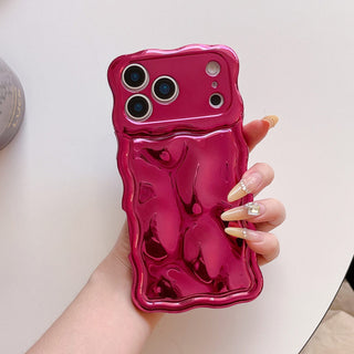 Auramma Collections Avant Basic 3D Meteorite Style Surface Wavy Edge Glossy Butter Yellow Sakura Pink Green Coffee Brown White Wine Red Purple Metallic Black Gold Silver Blue Pink Soft TPU Case iPhone 17 16 15 14 13 12 Pro Max Plus Air 16e