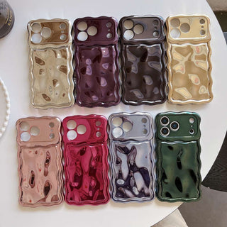 Auramma Collections Avant Basic 3D Meteorite Style Surface Wavy Edge Glossy Butter Yellow Sakura Pink Green Coffee Brown White Wine Red Purple Metallic Black Gold Silver Blue Pink Soft TPU Case iPhone 17 16 15 14 13 12 Pro Max Plus Air 16e