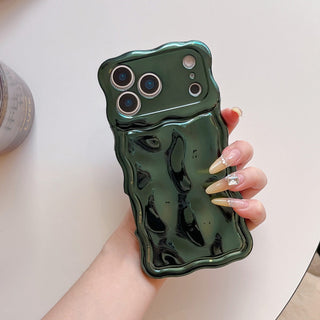 Auramma Collections Avant Basic 3D Meteorite Style Surface Wavy Edge Glossy Butter Yellow Sakura Pink Green Coffee Brown White Wine Red Purple Metallic Black Gold Silver Blue Pink Soft TPU Case iPhone 17 16 15 14 13 12 Pro Max Plus Air 16e