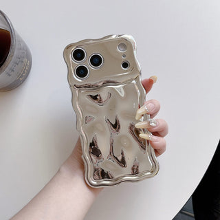 Auramma Collections Avant Basic 3D Meteorite Style Surface Wavy Edge Glossy Butter Yellow Sakura Pink Green Coffee Brown White Wine Red Purple Metallic Black Gold Silver Blue Pink Soft TPU Case iPhone 17 16 15 14 13 12 Pro Max Plus Air 16e