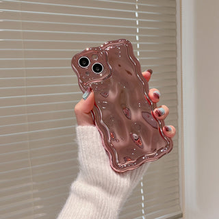 Auramma Collections Avant Basic Cool Minimalist Aesthetic Wavy Edge 3D Meteorite Style Glossy Dark Green Blue Pink Fuchsia Black Soft TPU Case iPhone 15 14 13 12 11 Pro Max