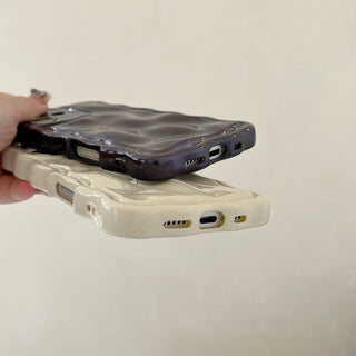 Auramma Collections Avant Basic 3D Meteorite Style Surface Wavy Edge Glossy Butter Yellow Sakura Pink Green Coffee Brown White Wine Red Purple Metallic Black Gold Silver Blue Pink Soft TPU Case iPhone 17 16 15 14 13 12 Pro Max Plus Air 16e